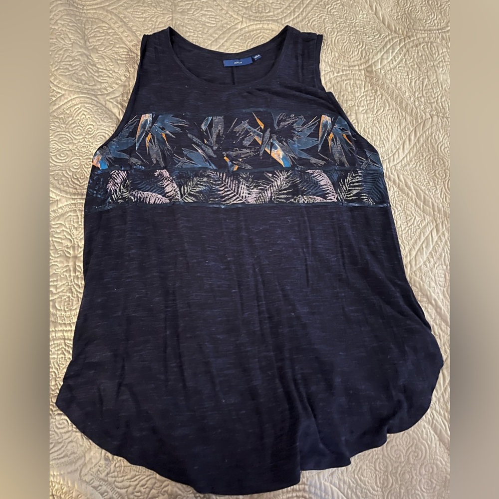 Apt. 9 Dark Blue Tropical Print Tank Top